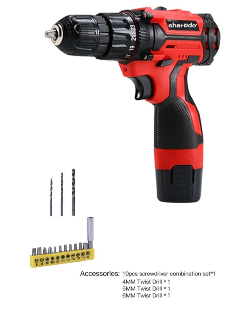 Sharpdo 12v Multi-Purpose Cordless Drill Electric Drill Set With Lithium-Ion Battery And Charger Variable Speed Electric Drill Lightweight And Practical Cordless Hammer Drill Driver Two-Speed Upgrade  - Image 2