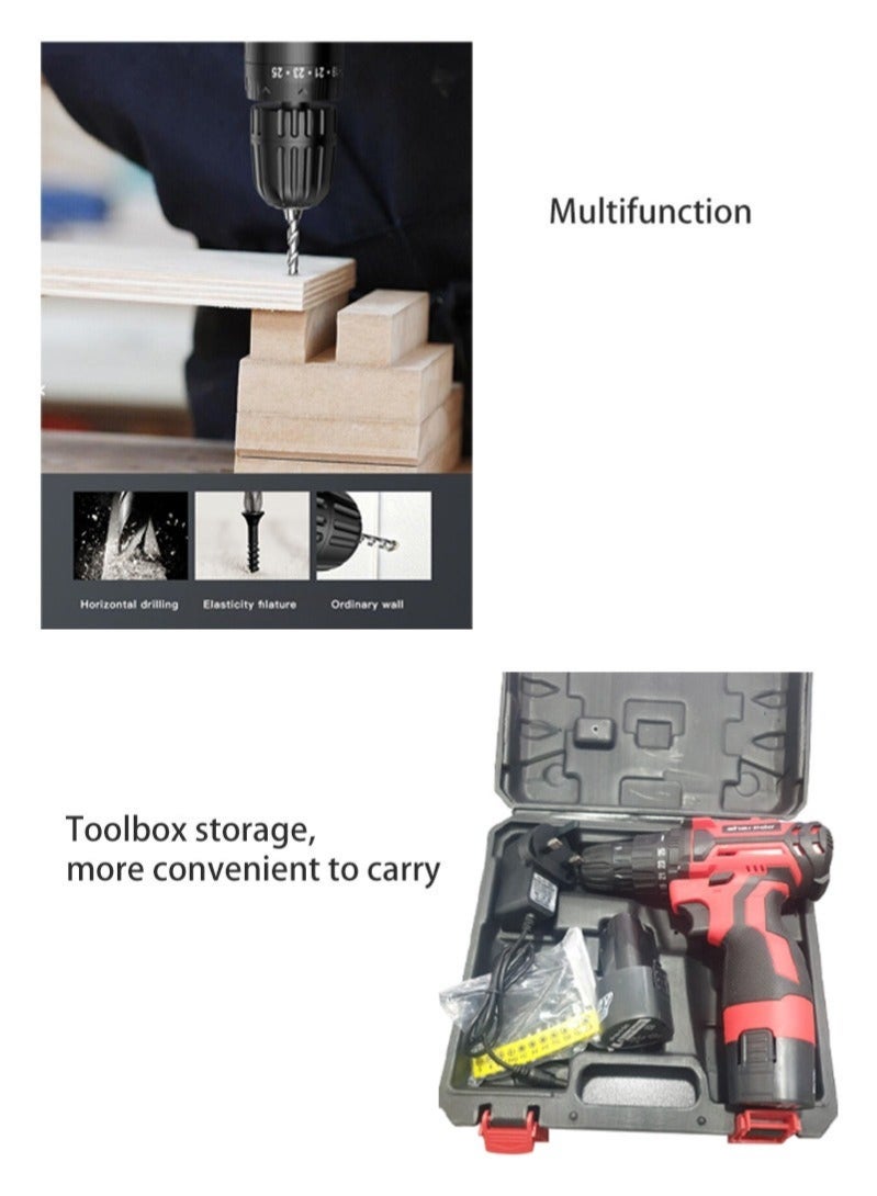 Sharpdo 12v Multi-Purpose Cordless Drill Electric Drill Set With Lithium-Ion Battery And Charger Variable Speed Electric Drill Lightweight And Practical Cordless Hammer Drill Driver Two-Speed Upgrade  - Image 3