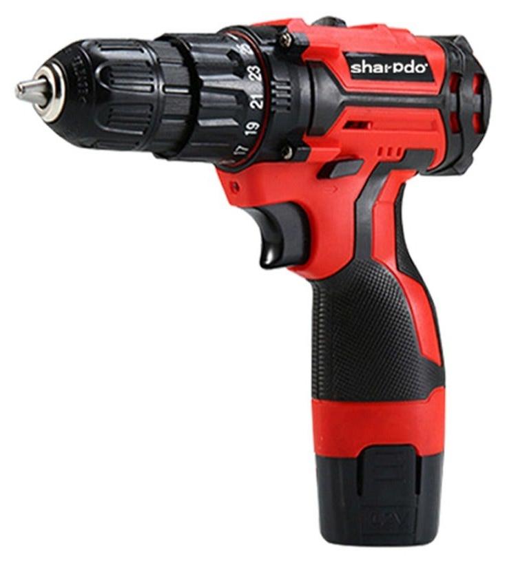 شاربدو مجموعة مثقاب كهربائي لاسلكي متعدد الأغراض بقوة 12 فولت مع بطارية ليثيوم أيون وشاحن ومثقاب كهربائي متغير السرعة ومطرقة لاسلكية خفيفة الوزن وعملية ومفك براغي وترقية بسرعتين - Image 1