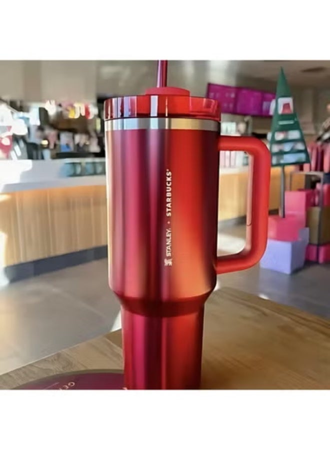 Stanley Quencher H2.0 Flowstate 40oz Thermos – Red Bright Special Edition, Large-Capacity Stainless Steel Travel Mug with Handle & Lid, Double-Wall Vacuum Insulated Tumbler, Keeps Drinks Hot or Cold for Hours, Leak-Resistant, Durable & Portable Design - Image 4