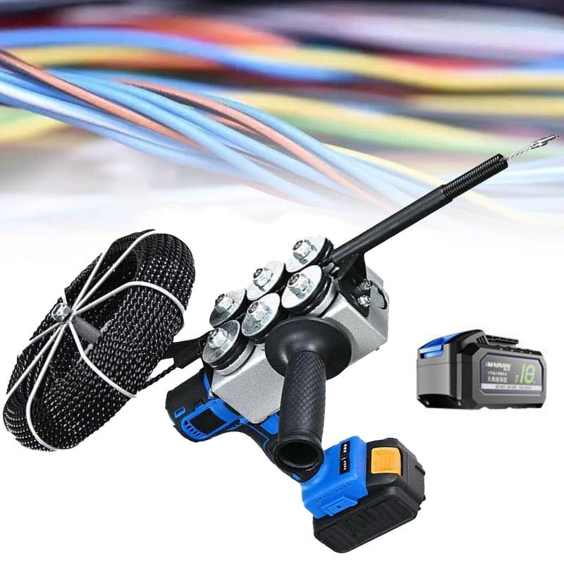 Automatic Wire Stringing Machine, 40m/Min Cordless Electric Stringing Wire Puller, with 4000mAh Lithium Battery, 30m Lead Wire, Pull Force 150kg, Pull Wire Self-Stop, for Construction Hydropower - Image 1