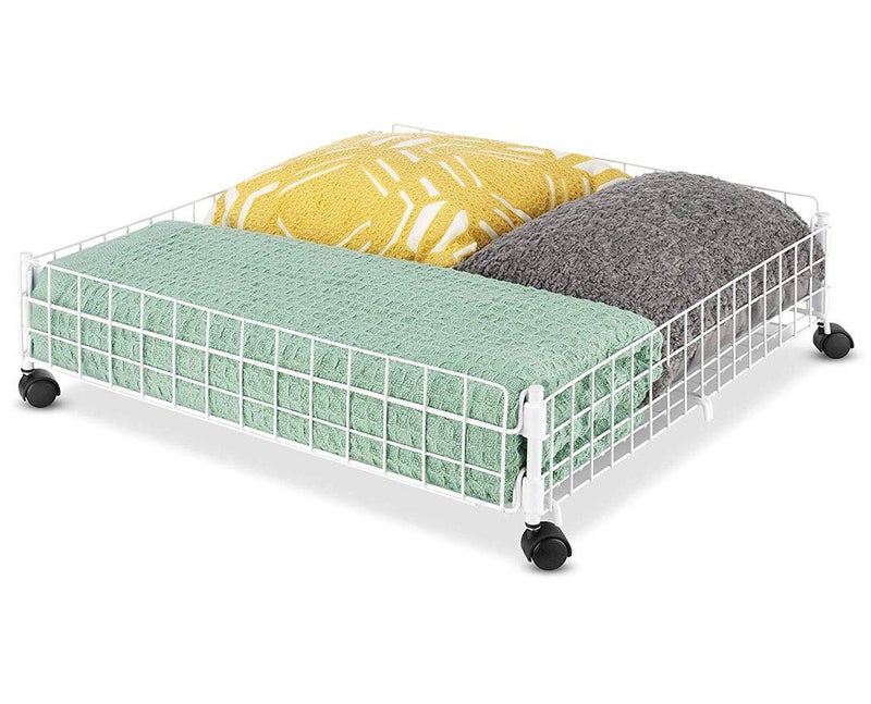 Whitmor Rolling White Wire Underbed Cart - Image 3