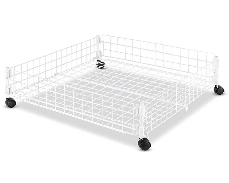 Whitmor Rolling White Wire Underbed Cart - Image 1