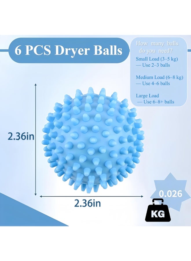 6 Pack Laundry Balls for Dryer, Dryer Balls Laundry Reusable, Dryer Ball Plastic Pellet Packs for Fabric Soften, Reduce Wrinkle and Less Static Cling - Image 2