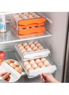 Arabest Double Drawer Storage Box, Stackable Egg Storage Tray, Shockproof and Drop-Proof Food Storage Container, 32 Capacity, Suitable for Refrigerator, Cabinet and Shelf, Kitchen Storage and Storage Reusable Box, White  - Image 2