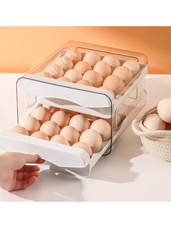Arabest Double Drawer Storage Box, Stackable Egg Storage Tray, Shockproof and Drop-Proof Food Storage Container, 32 Capacity, Suitable for Refrigerator, Cabinet and Shelf, Kitchen Storage and Storage Reusable Box, White  - Image 1