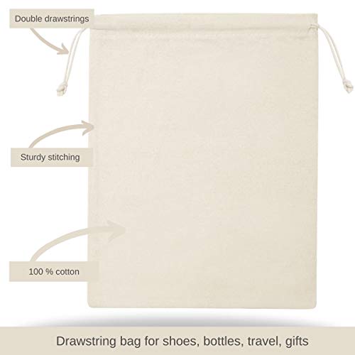 DR 100 Percent Cotton Muslin Drawstring Bags 12-Pack For Storage Pantry Gifts - Unbleached (8 x 10 inch, Beige) - Image 5