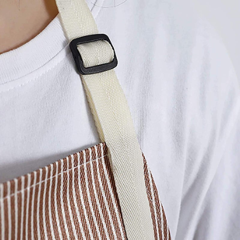 SIYANSHU Adjustable Bib Apron with Pockets 2 Side Coral Velvet Towels Stitched Durable Pinstripe Waterproof Cooking Aprons Suitable for Home Kitchen Grill Restaurant Even Garden - Image 5