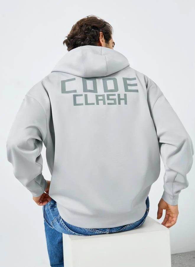 Oversized Front and Back HD Print Scuba Hoodie