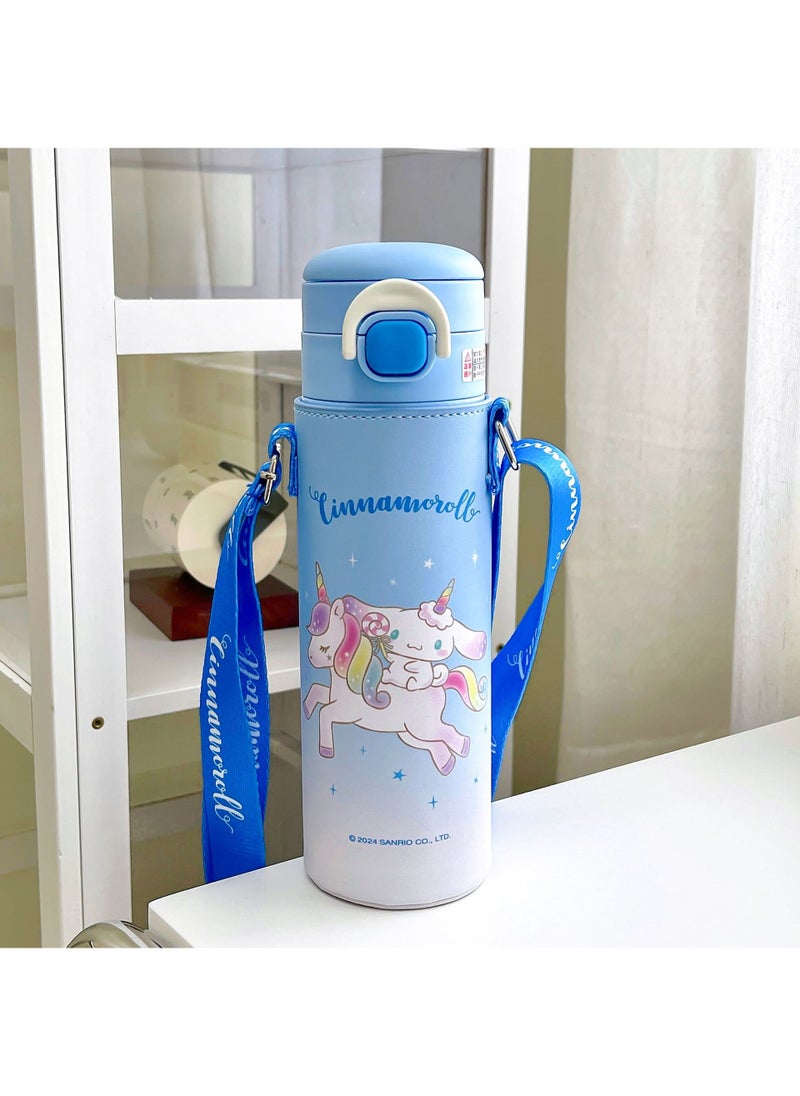 Sanrio Kuromi Kids Trendy Thermal Cup with Strap 520ml big-eared dog leather case double drink cup