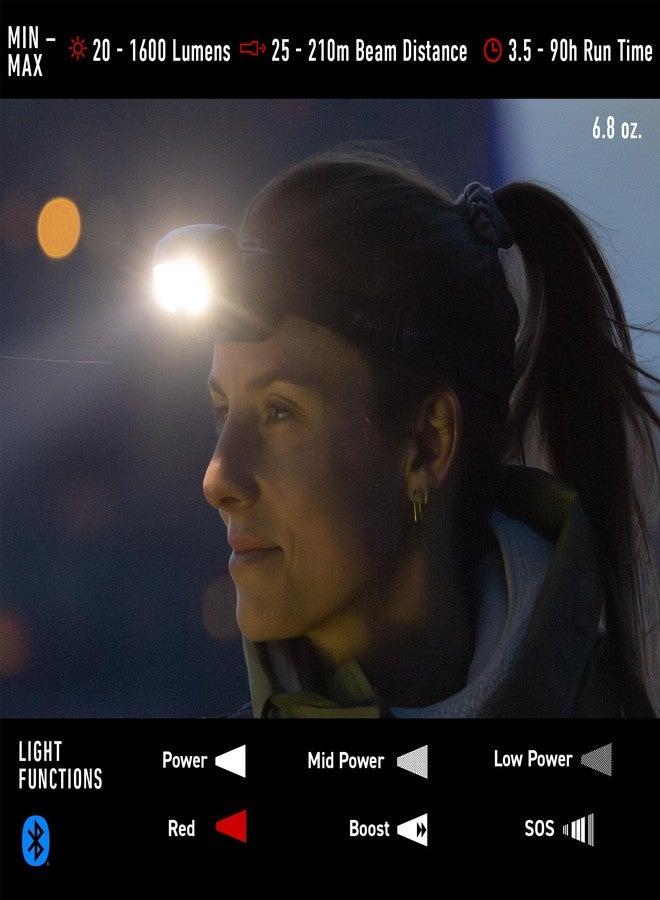Ledlenser HF8R Core Headlamp - Black, Aluminum - Adaptive Light Beam Hands Free Work Headlamp - 1600 Lumen 210 M Beam Headlight - Bluetooth App Control IP68 Hard Hat Light - Image 4