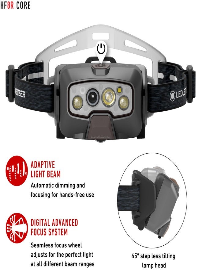 Ledlenser HF8R Core Headlamp - Black, Aluminum - Adaptive Light Beam Hands Free Work Headlamp - 1600 Lumen 210 M Beam Headlight - Bluetooth App Control IP68 Hard Hat Light - Image 3