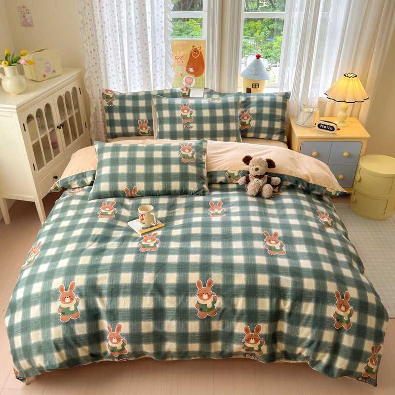 British Christmas Cartoon Cotton Four-Piece Set Pure Cotton Four-Season Single Product Quilt Cover Quilt Cover Bed Sheets Bed Bed Sheets Set - Image 5
