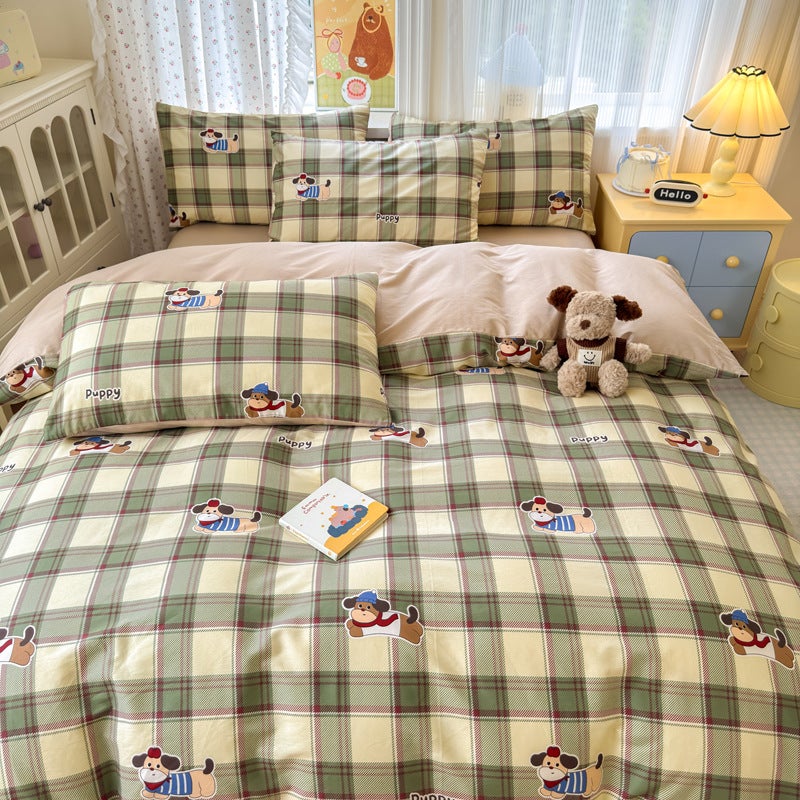 British Christmas Cartoon Cotton Four-Piece Set Pure Cotton Four-Season Single Product Quilt Cover Quilt Cover Bed Sheets Bed Bed Sheets Set - Image 4