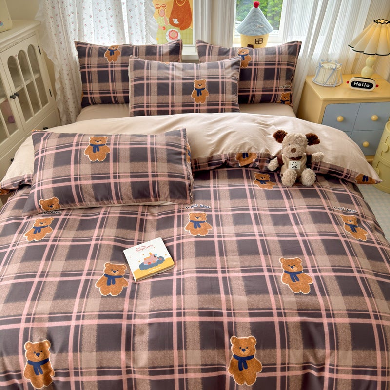 British Christmas Cartoon Cotton Four-Piece Set Pure Cotton Four-Season Single Product Quilt Cover Quilt Cover Bed Sheets Bed Bed Sheets Set - Image 2