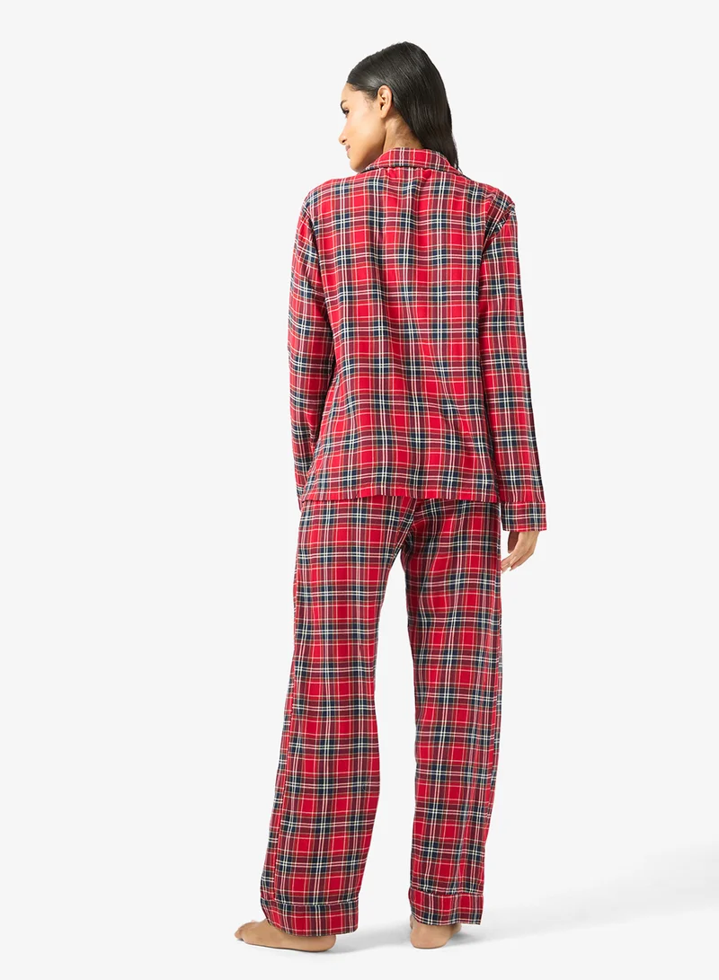 Ginger Cotton Plaid Relaxed Fit Shirt & Pyjama Set