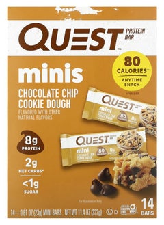 QUEST NUTRITION Protein Bar Minis Chocolate Chip Cookie Dough 14 Bars 0.81 oz (23 g) Each 