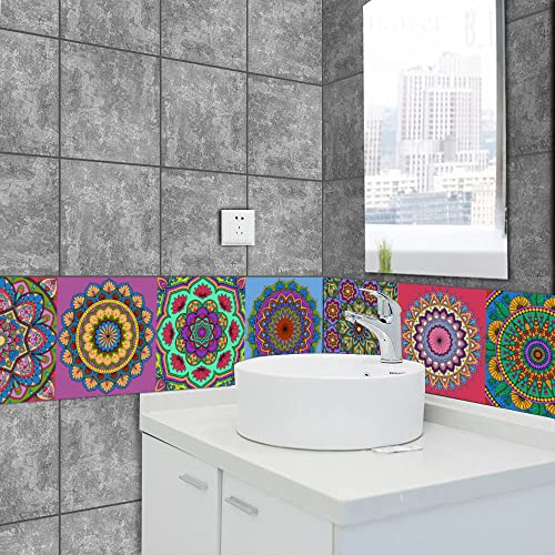 Ambiyaa Set Of 36 Mandala Tiles Stickers 6X6 Inch For Furniture Wall Stairs Bathroom & Kitchen Self Adhesive Easy To Apply Just Peel & Stick, Vinyl, Floor - Image 4