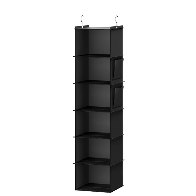 HANGING CLOSET ORGANIZERS AND STORAGE 6SHELF HANGING CLOSET SHELVES BLACK
