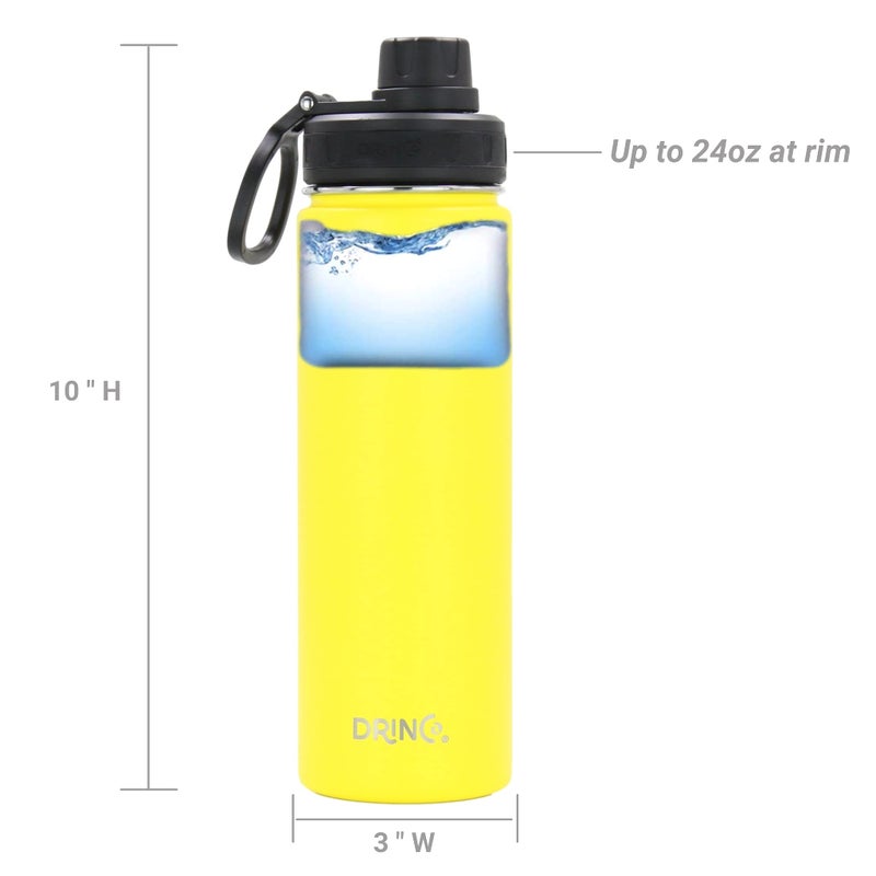 DRINCO Stainless Steel Water Bottle Spout Lid Vacuum Insulated Double Wall Water Bottle Wide Mouth (40oz 32oz 22oz 18oz 14oz) Leak Proof Keeps Cold or Hot (22 oz  22oz Illuminating Yellow) - Image 5