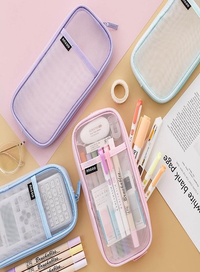 EASTHILL Canvas Big Capacity Pencil Case Large Pencil Pouch Stationery Pen Bag For Teen Girls (Pencil, Blue) - Image 2