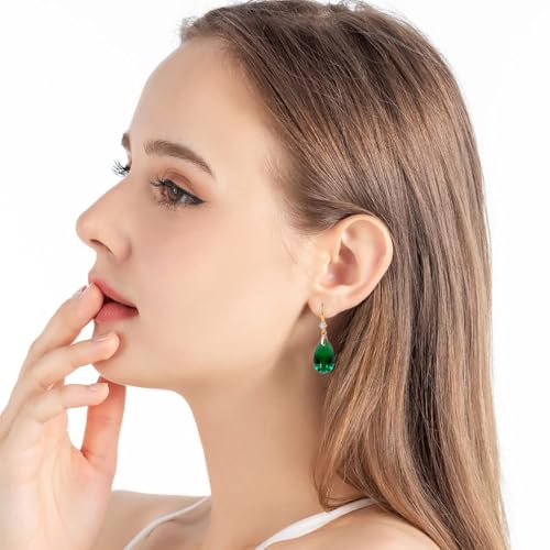 EVEVIC Austrian Crystal Teardrop Dangle Drop Earrings for Women - Image 2