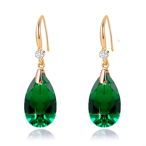 EVEVIC Austrian Crystal Teardrop Dangle Drop Earrings for Women - Image 1