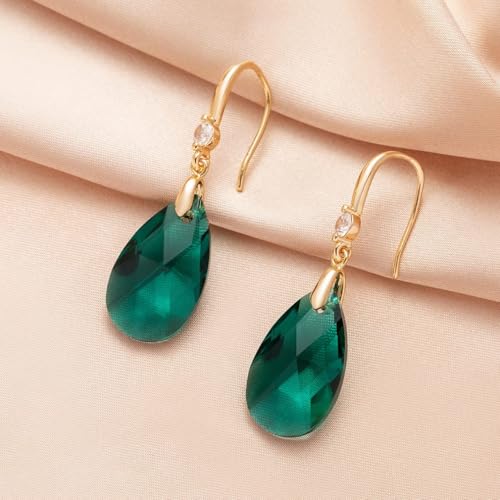EVEVIC Austrian Crystal Teardrop Dangle Drop Earrings for Women - Image 3