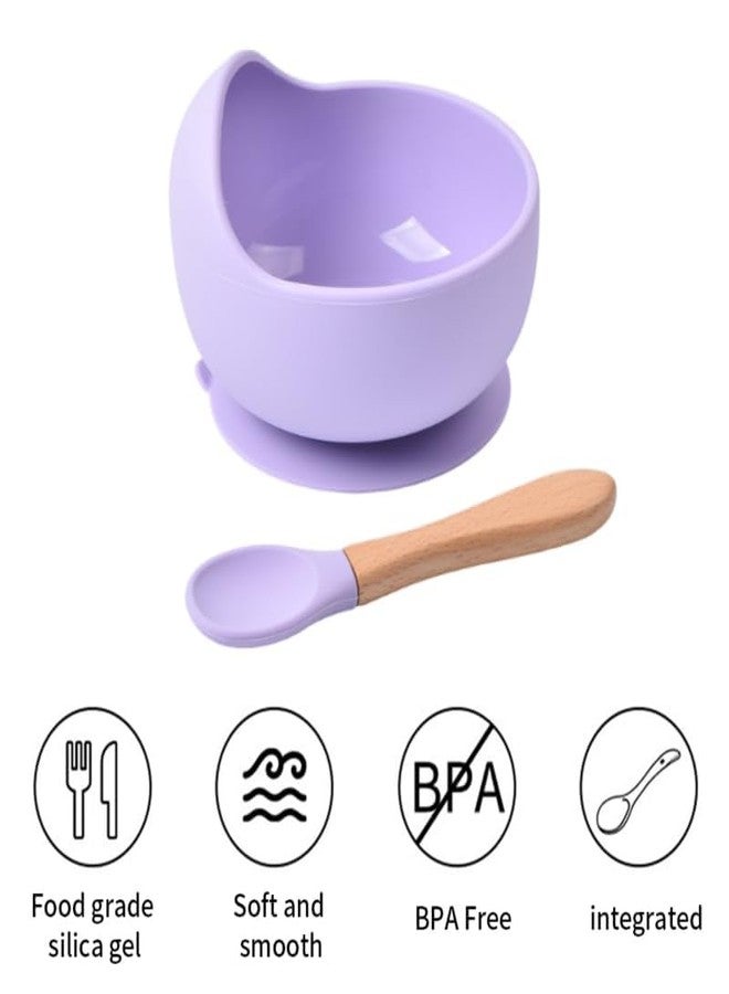aDai Silicone Baby Bowls with Spoon | Curved Walls for Self-Feeding | Strong Suction | Large Silicone for Toddlers, Babies, Kids | Prevent Food Dropping | Gifting - Berry Blue (Pack of 1) - Image 2