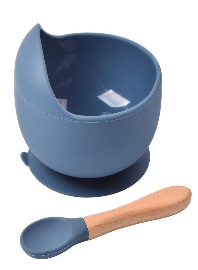 aDai Silicone Baby Bowls with Spoon | Curved Walls for Self-Feeding | Strong Suction | Large Silicone for Toddlers, Babies, Kids | Prevent Food Dropping | Gifting - Berry Blue (Pack of 1) - Image 1