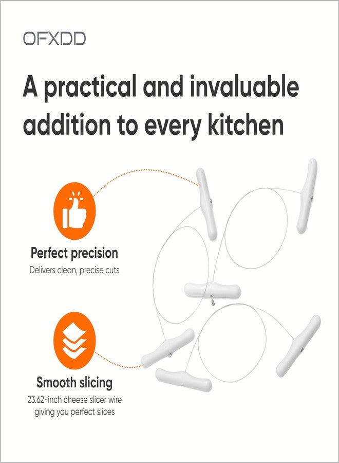 OFXDD Cheese Cutter with Wire - Stainless Steel Cheese Wire 23.62 Inch - Portable Cheese Cutter Wire with Handles for Soft and Hard - Wire Cheese Cutter Strings for Block and Slices, 3 Pcs - Image 2