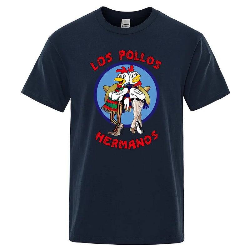 Los Pollos Hermanos Funny Printed T-Shirt Men'S Fashionable Casual Short-Sleeved Summer Pure Cotton Breathable T-Shirt - Image 2