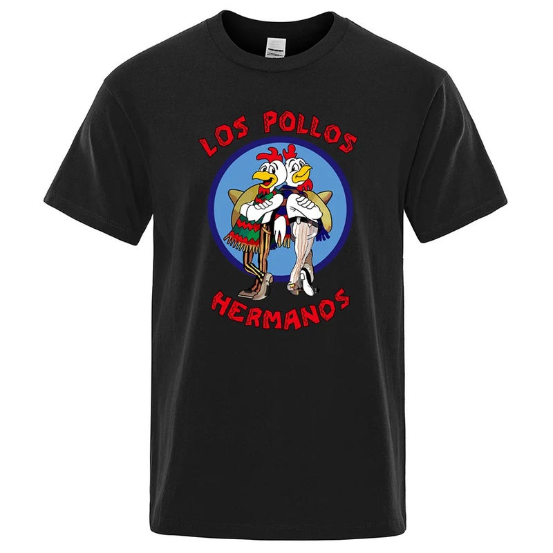 Los Pollos Hermanos Funny Printed T-Shirt Men'S Fashionable Casual Short-Sleeved Summer Pure Cotton Breathable T-Shirt - Image 3
