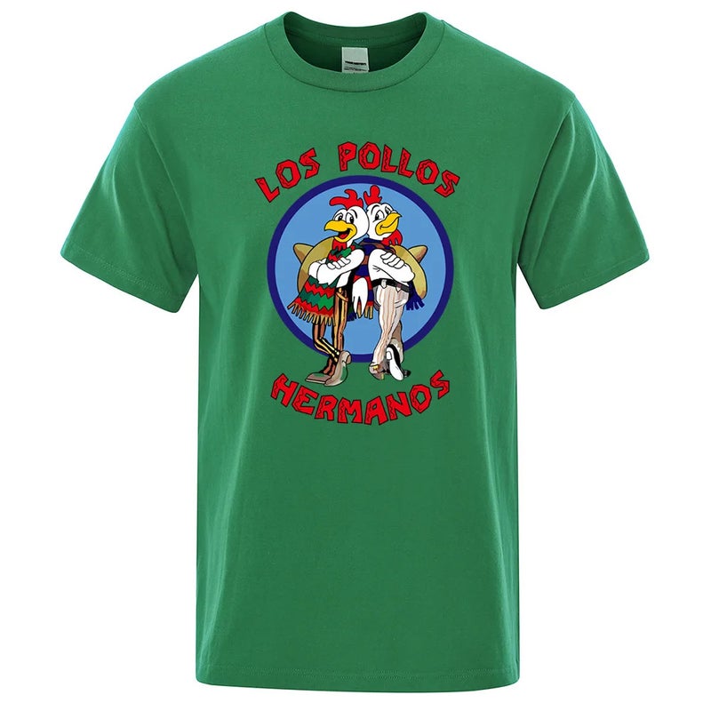 Los Pollos Hermanos Funny Printed T-Shirt Men'S Fashionable Casual Short-Sleeved Summer Pure Cotton Breathable T-Shirt - Image 1