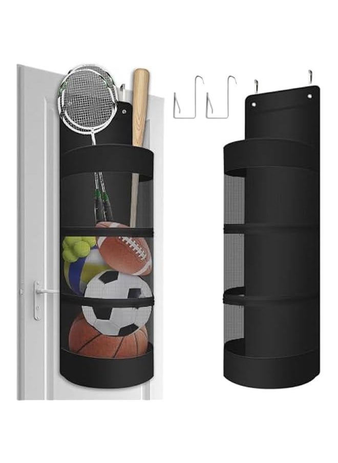 HOOKOR Hanging Organizer, Over The Door Hanging Sports Equipment and Ball Storage, Garage Sports Equipment Organizer for Hold Soccer, Basketball, Football, Volleyball and Swimming Gear  - Image 1