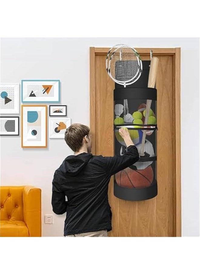 HOOKOR Hanging Organizer, Over The Door Hanging Sports Equipment and Ball Storage, Garage Sports Equipment Organizer for Hold Soccer, Basketball, Football, Volleyball and Swimming Gear  - Image 2