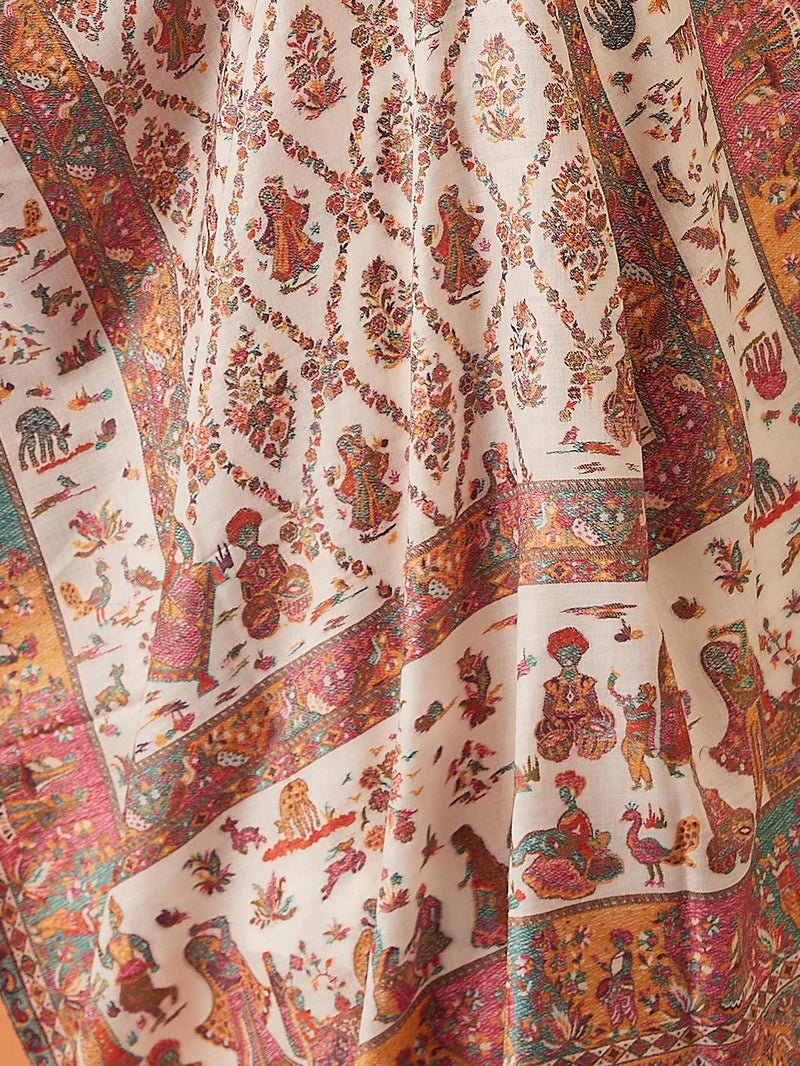 Pashmoda Women Gulbahar Kaani Wool Blend Kashmiri Shawl, Stole, Scarf, Luxury Pashmina Evening Wrap (Size: 101 X 203 CM) - Image 2