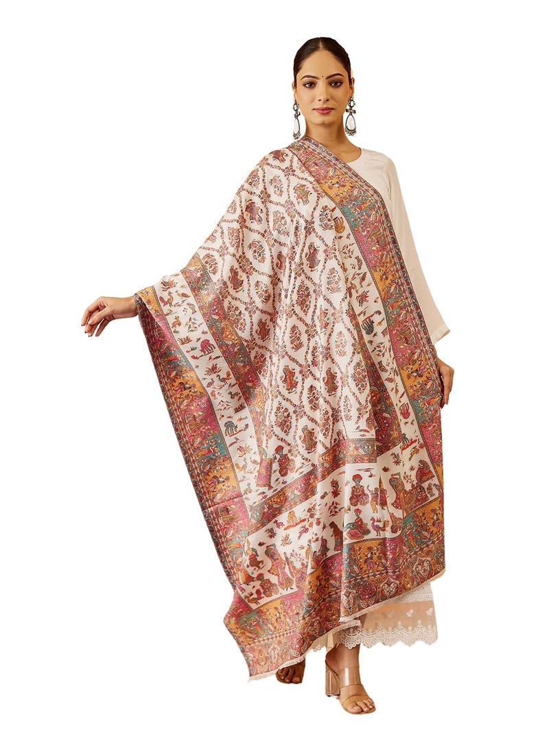 Pashmoda Women Gulbahar Kaani Wool Blend Kashmiri Shawl, Stole, Scarf, Luxury Pashmina Evening Wrap (Size: 101 X 203 CM) - Image 1