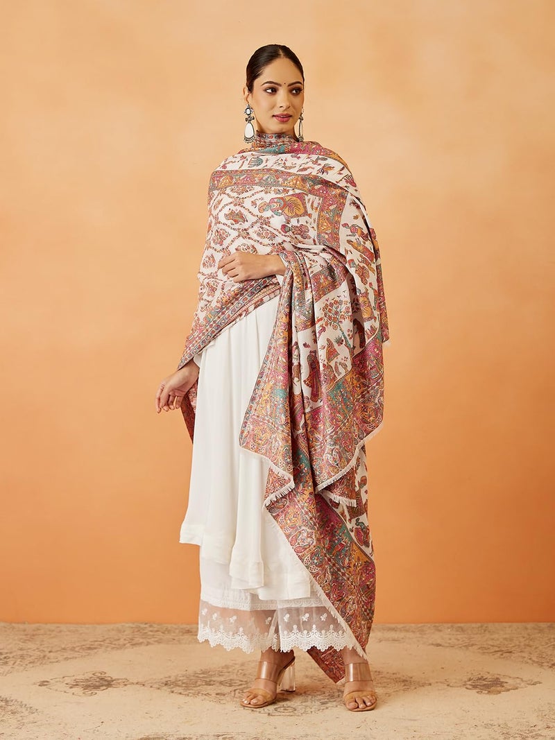 Pashmoda Women Gulbahar Kaani Wool Blend Kashmiri Shawl, Stole, Scarf, Luxury Pashmina Evening Wrap (Size: 101 X 203 CM) - Image 4