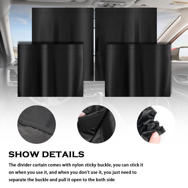 VKQTS 3PCS Larger Size Car Window Shades,Upgraded Car Curtains for Blocking Sunlight & Providing Privacy Protection,Essential Cars Privacy Curtains Includes Rear Window & Divider Curtain - Image 3