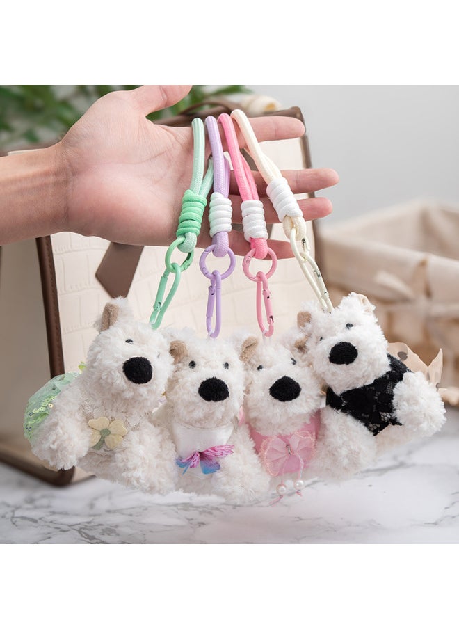 null - West Highland Plush Dog Pendant Doll Simulation Puppy Small Doll Plush Puppy Bag Bag Pendant Key-Specifications:West Highland Sitting Love White Sweater-Color:14CM - Image 1