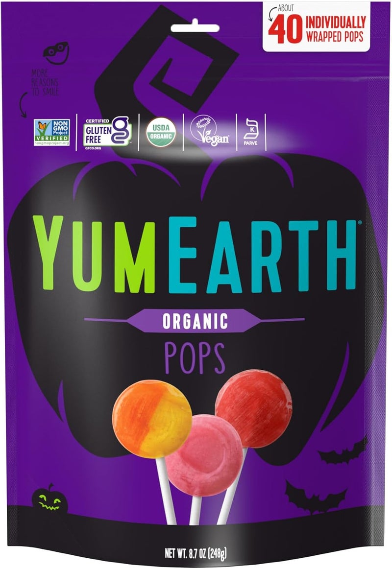 YumEarth Organic Halloween Lollipops - 40 Count - Image 1