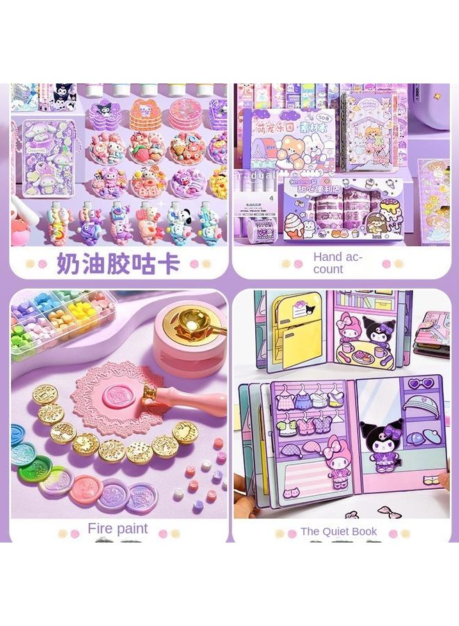Bluejw Hand Account Suit Hand Account Book Gift Box Girls Primary School Children Girls Stationery Cream Goo Card Sticker Deluxe Edition Hand - Image 3