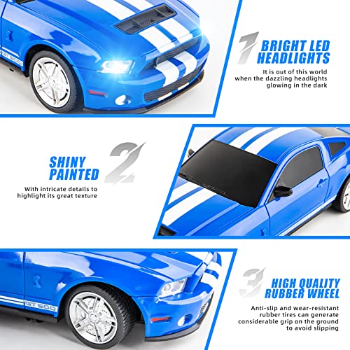 BDTCTK سيارة نموذجية عن بعد BDTCTK 1/24 فورد موستانج شيلبي GT500، ألعاب للأطفال والبالغين باللون الأزرق - Image 2