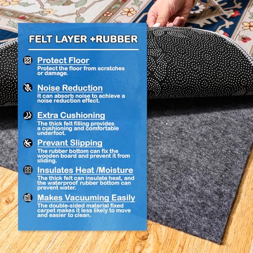 TUOTPE Non-Slip Rug Pads 6 x 9 ft, 100% Waterproof Extra Large Area Rugs Non Skid Rug Pad for All Floors and Finishes Durable Hardwood Floor Protective Felt Keeps Rugs in Place, Safe and Secure - Image 2
