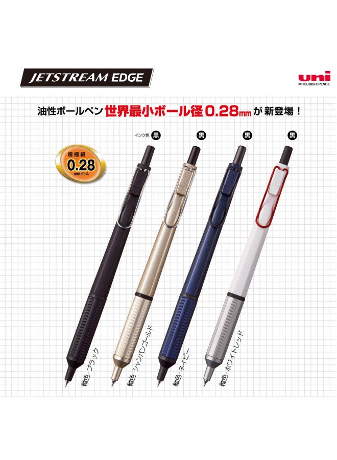 Uni قلم حبر جاف uni Jetstream EDGE بسُمك 0.28 مم، جسم ذهبي شامباني (SXN100328.25) - Image 3