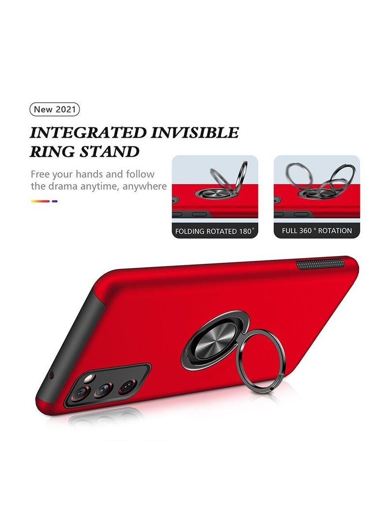 Samsung Galaxy S20FE Case, Grade Drop Protection Slim Fit Shockproof Protective Cover with 360° Rotatable Magnetic Ring Holder Kickstand Compatible with Samsung S20FE Case 5G,RED