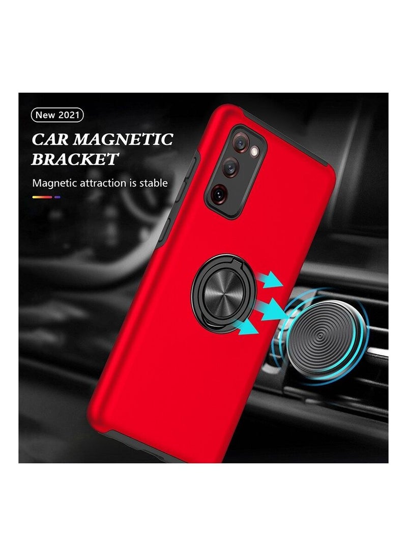 Samsung Galaxy S20FE Case, Grade Drop Protection Slim Fit Shockproof Protective Cover with 360° Rotatable Magnetic Ring Holder Kickstand Compatible with Samsung S20FE Case 5G,RED