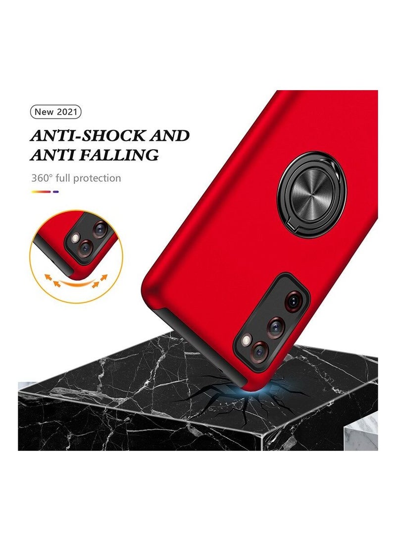 Samsung Galaxy S20FE Case, Grade Drop Protection Slim Fit Shockproof Protective Cover with 360° Rotatable Magnetic Ring Holder Kickstand Compatible with Samsung S20FE Case 5G,RED