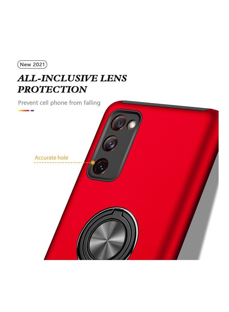 Samsung Galaxy S20FE Case, Grade Drop Protection Slim Fit Shockproof Protective Cover with 360° Rotatable Magnetic Ring Holder Kickstand Compatible with Samsung S20FE Case 5G,RED